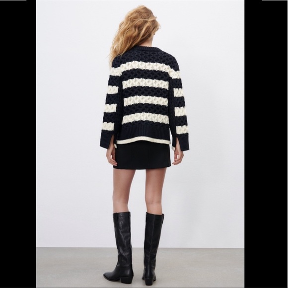 ZARA STRIPED CHUNKY KNIT SWEATER | SIZE: M-L | NWT - Picture 6 of 11